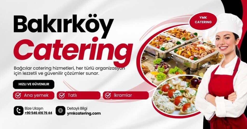 Bakırköy'de açık havada düzenlenen düğün organizasyonunda profesyonel catering menüsü ve estetik masa sunumu